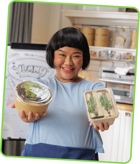 Home chef presenting two freshly prepared meals